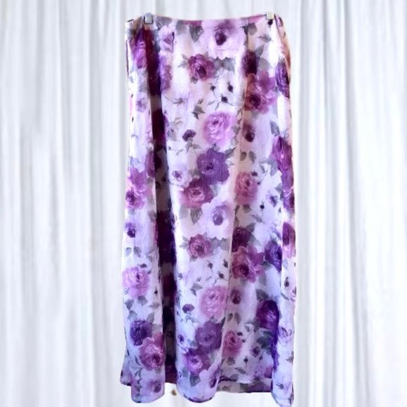 Dressbarn Vintage 90's OUTFIT Floral Skirt + Blouse Jacket + Scarf - Picture 4 of 12